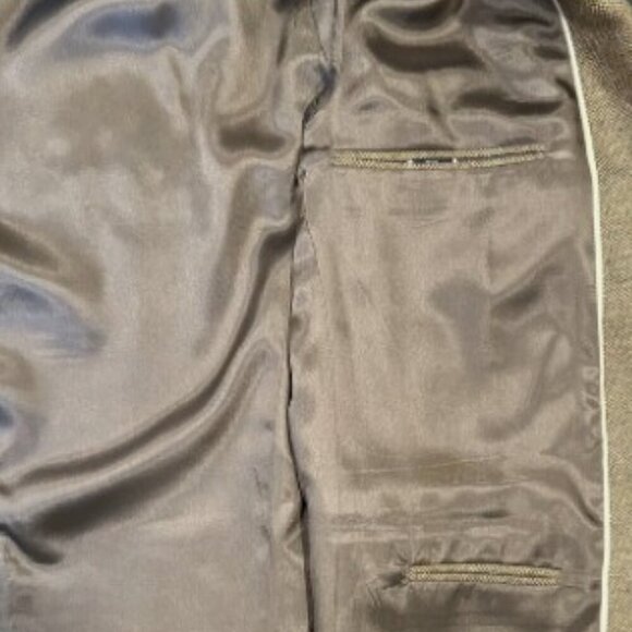 Lands End Blazer 44R Men's Herringbone Tweed Lambswool Lined Pockets Tan Beige - Picture 8 of 11